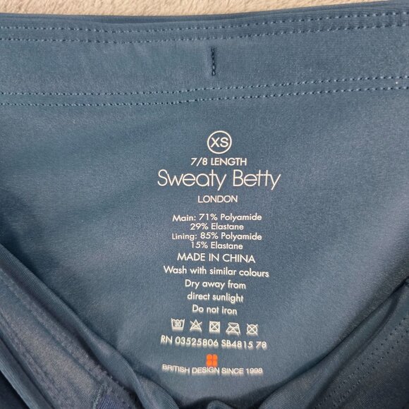 Womens Sweaty Betty Blue 7/8 High Waist Leggings Polyamide Elastane Size XS - Picture 3 of 10